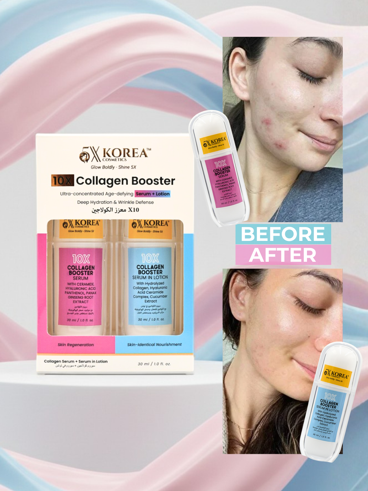 10X Collagen Booster Serum & Serum-in-Lotion Set – Firming l Deep Hydration l Barrier Care l Hydration